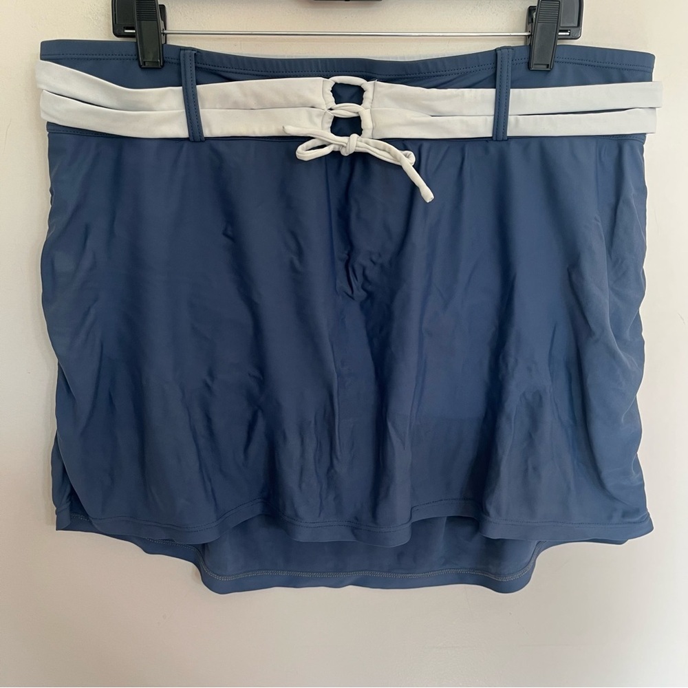 Women’s Free Country Blue & White Swim Skirt Size 1X‎ Beach Summer